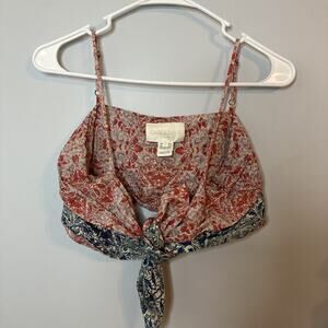 Carolina K Women's Blue Red Printed Sienna Tie Top Size XS